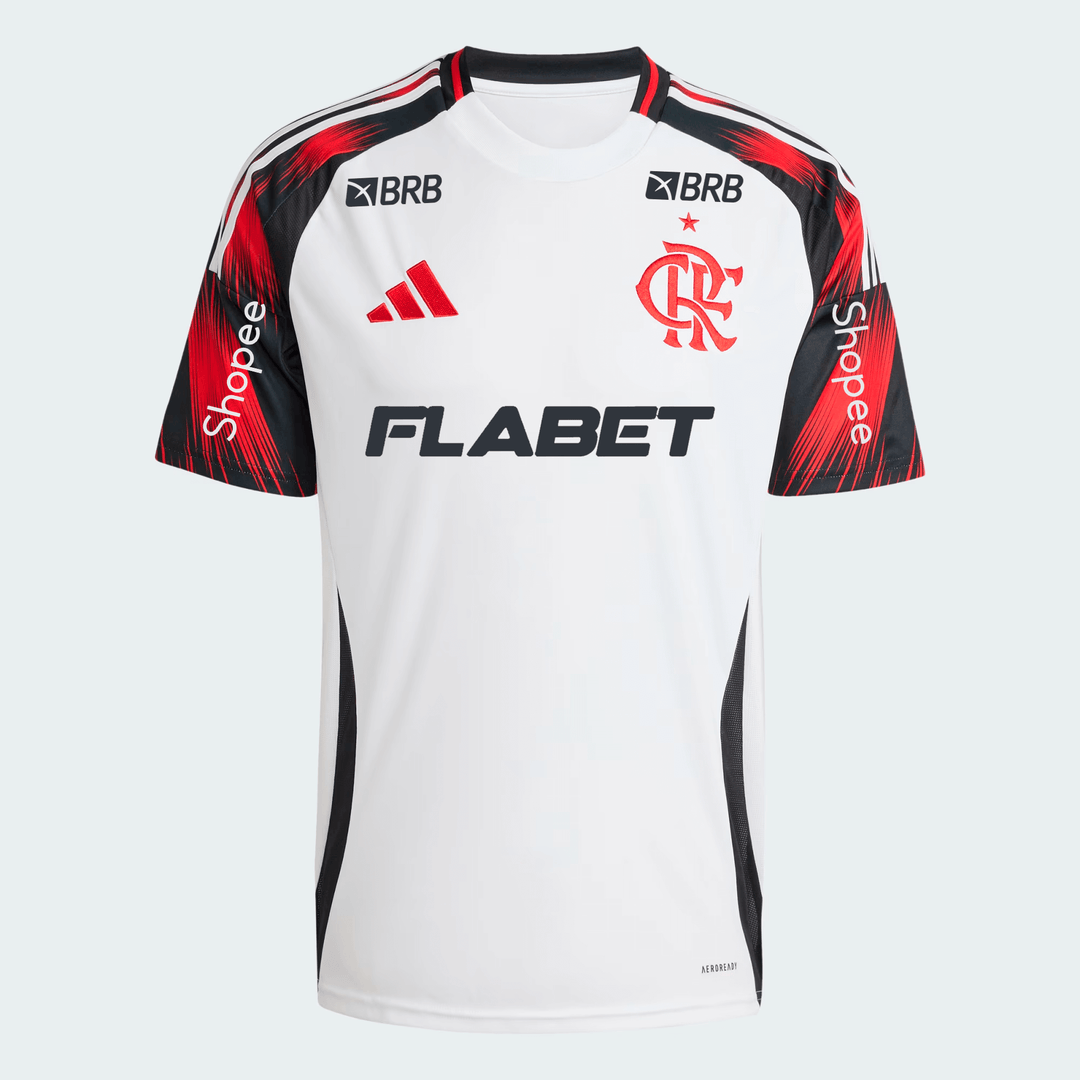 Camisa Flamengo 25/26 Away Adidas Torcedor Com Patrocínios - Branca