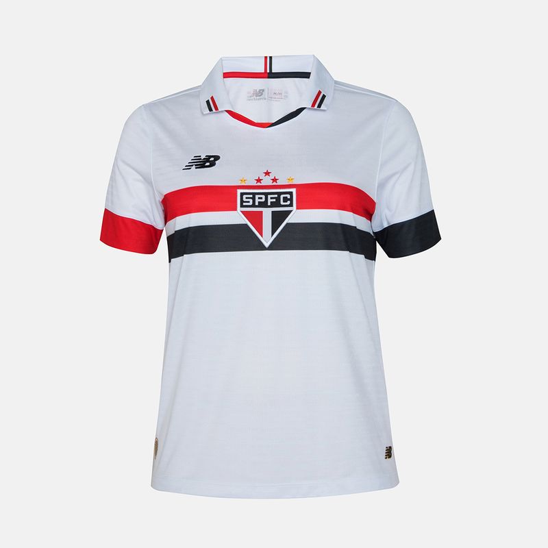 Camisa São Paulo Home 24/25 Torcedor New Balance Feminina - Branco e Vermelho