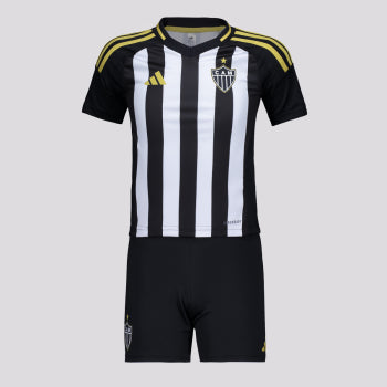 Conjunto Infantil Atlético Mineiro 25/26 Home Adidas - Preto e Branco