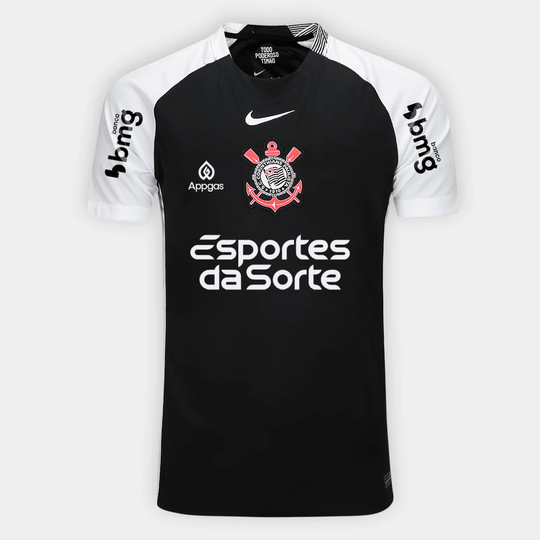 Camisa Corinthians 25/26 Away Nike Torcedor Com Patrocínios - Preta