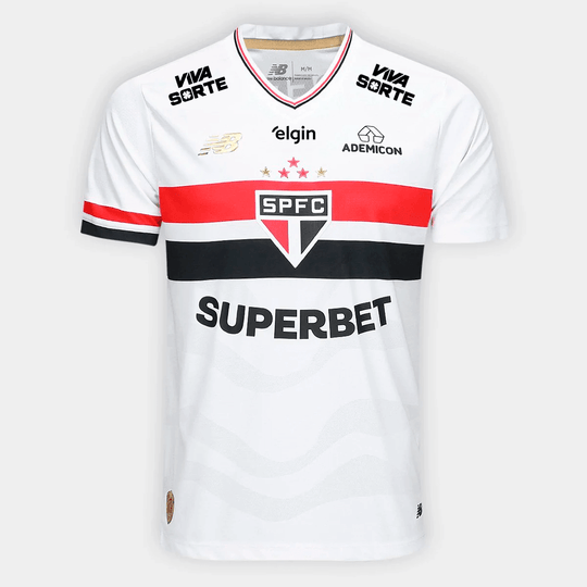 Camisa São Paulo 25/26 Home New Balance Torcedor Com Patrocínios - Branca