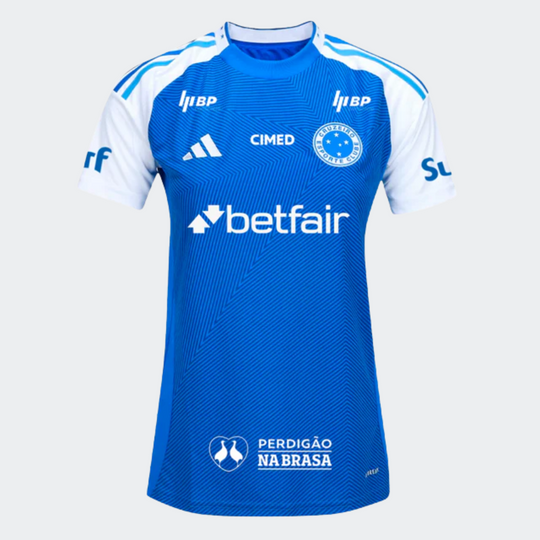 Camisa Feminina Cruzeiro 25/26 Home Adidas Torcedor Com Patrocínios - Azul