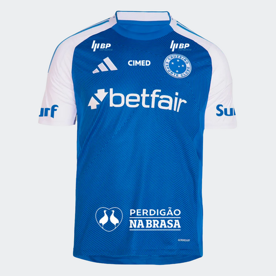 Camisa Cruzeiro 25/26 Home Adidas Torcedor Com Patrocínios - Azul