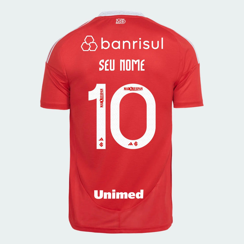 Camisa Internacional 25/26 Home Adidas Torcedor Com Patrocínios - Vermelha