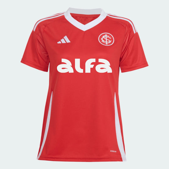 Camisa Feminina Internacional 25/26 Home Adidas Torcedor Com Patrocínios - Vermelha