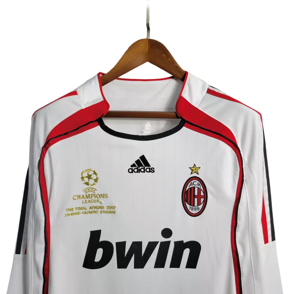 Camisa Retrô Milan II Away 2006/07 Manga Longa Masculino Branco