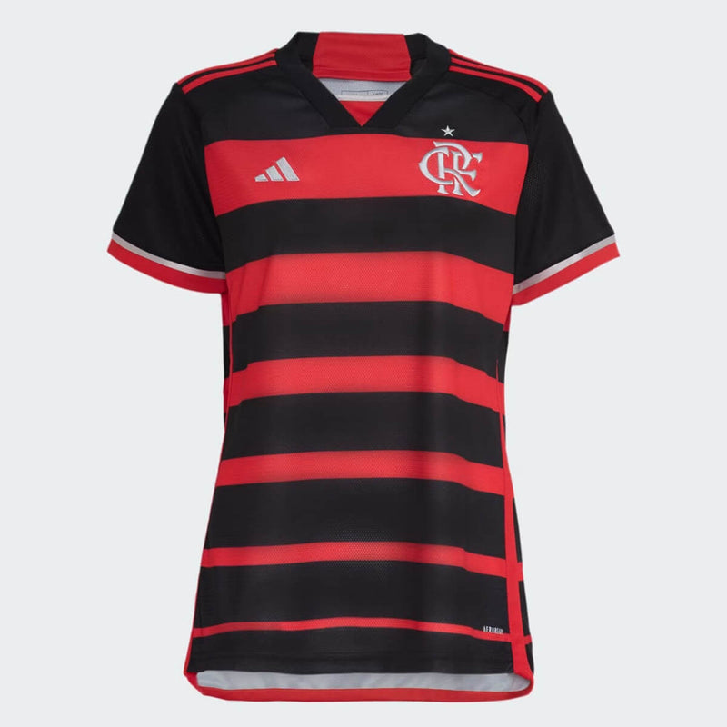 Camisa Flamengo Home 24/25 Torcedor Adidas Feminina - Vermelho e Preto