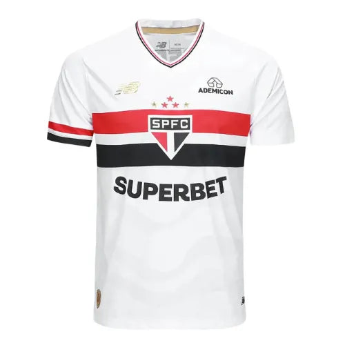 Camisa São Paulo Home Masculina 25/26 Torcedor New Balance Masculina - Branco e Vermelho