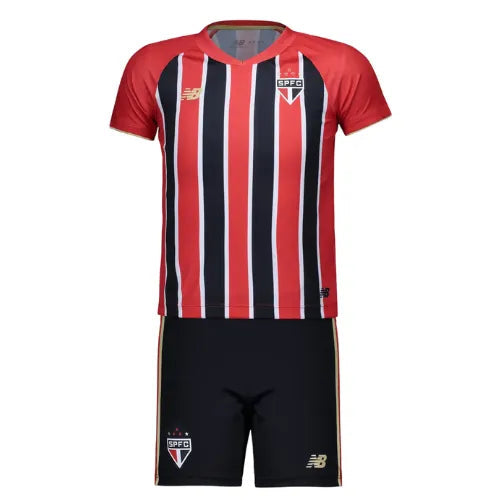 Conjunto Infantil São Paulo 25/26 Away New Balance - Vermelho e Preto