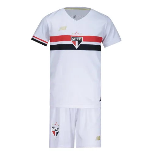 Conjunto Infantil São Paulo 25/26 Home New Balance - Vermelho e Branco