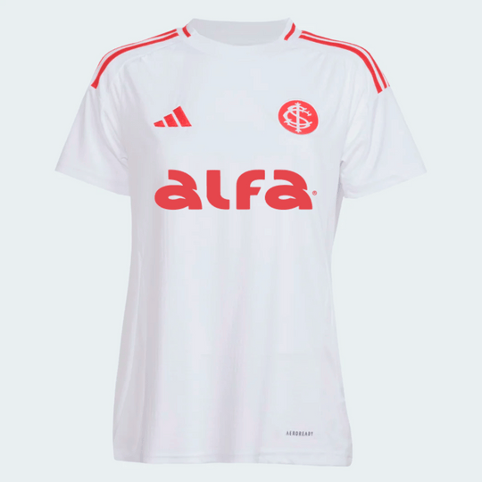 Camisa Feminina Internacional 25/26 Away Adidas Torcedor Com Patrocínios - Branca