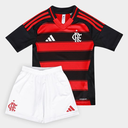 Conjunto Infantil Flamengo 25/26 Home Adidas - Vermelho e Preto
