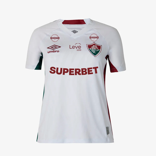 Camisa Feminina Fluminense 25/26 Away Umbro Torcedor Com Patrocínios - Branca