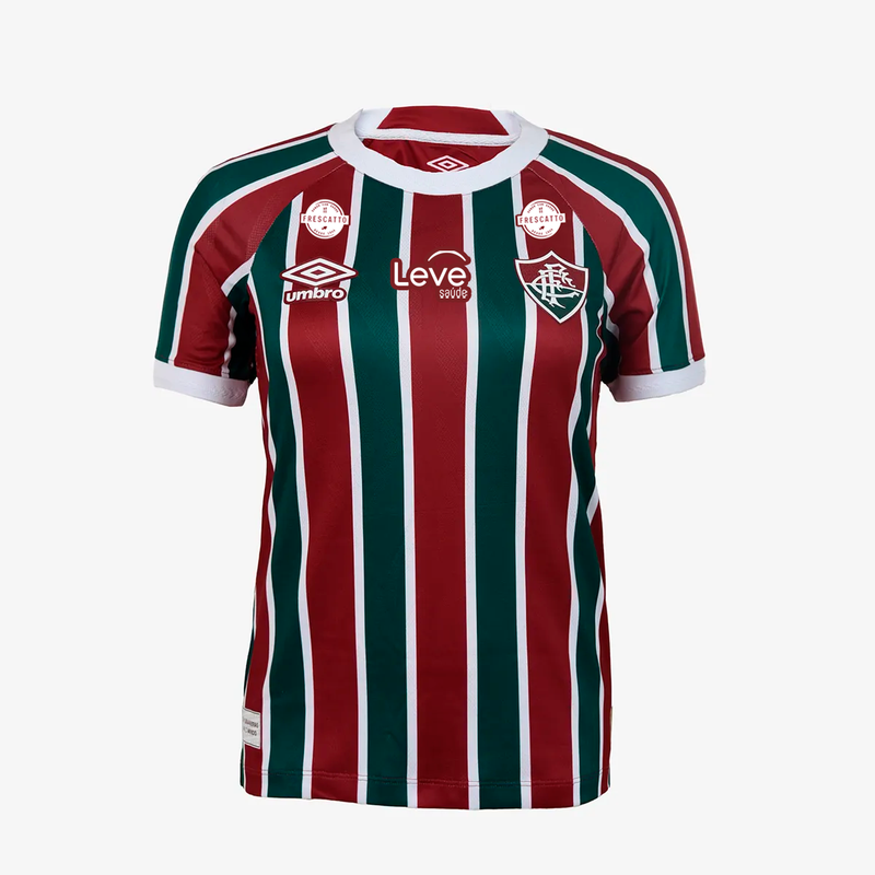 Camisa Feminina Fluminense 25/26 Home Umbro Torcedor Com Patrocínios - Vinho e Verde