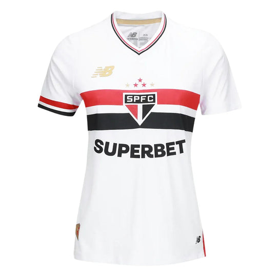 Camisa São Paulo Home Feminina 25/26 Torcedor New Balance Masculina - Branco e Vermelho