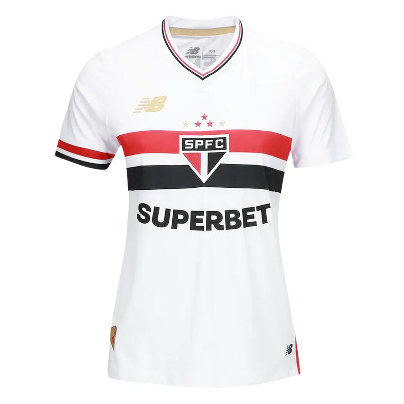 Camisa São Paulo Home Feminina 25/26 Torcedor New Balance Masculina - Branco e Vermelho