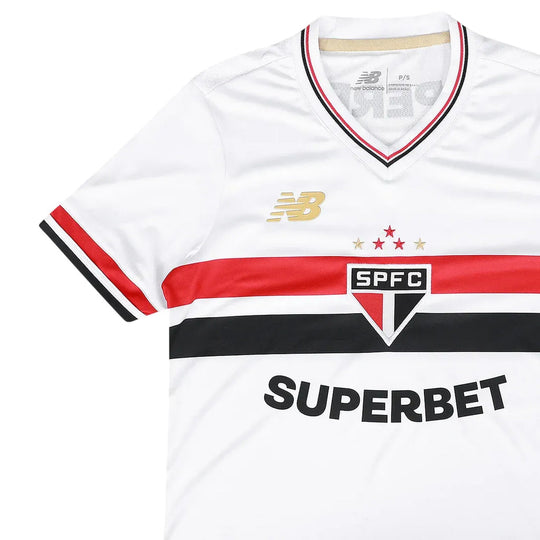 Camisa São Paulo Home Feminina 25/26 Torcedor New Balance Masculina - Branco e Vermelho