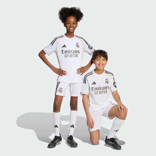 Conjunto Infantil Real Madrid 25/26 Home Adidas - Branco