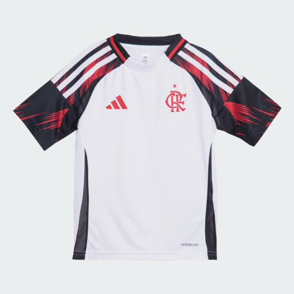 Conjunto Infantil Flamengo 25/26 Away Adidas - Branco e Vermleho