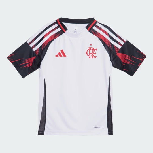 Conjunto Infantil Flamengo 25/26 Away Adidas - Branco e Vermleho