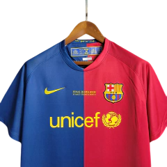 Camisa Retrô Barcelona I Home Nike 2008/09 UEFA Champions League Azul e Grená