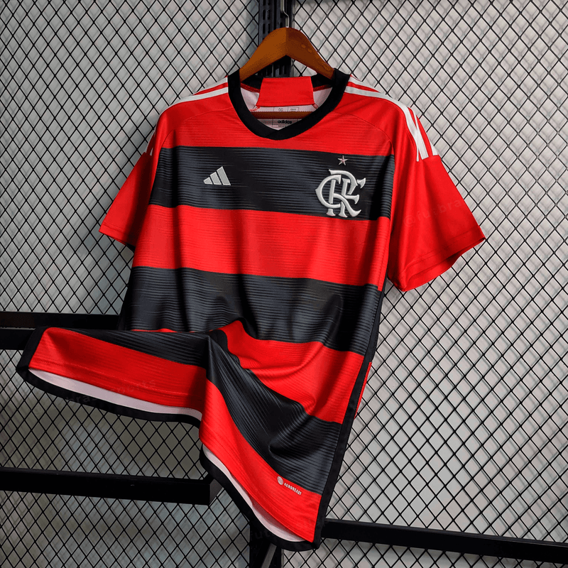 Camisa Flamengo Home 23/24 Torcedor Adidas Masculina - Vermelho e Preto