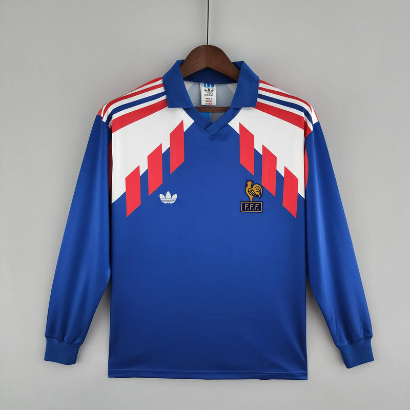 Camisa França Home (1) 1988 Adidas Retrô Manga Longa Masculina